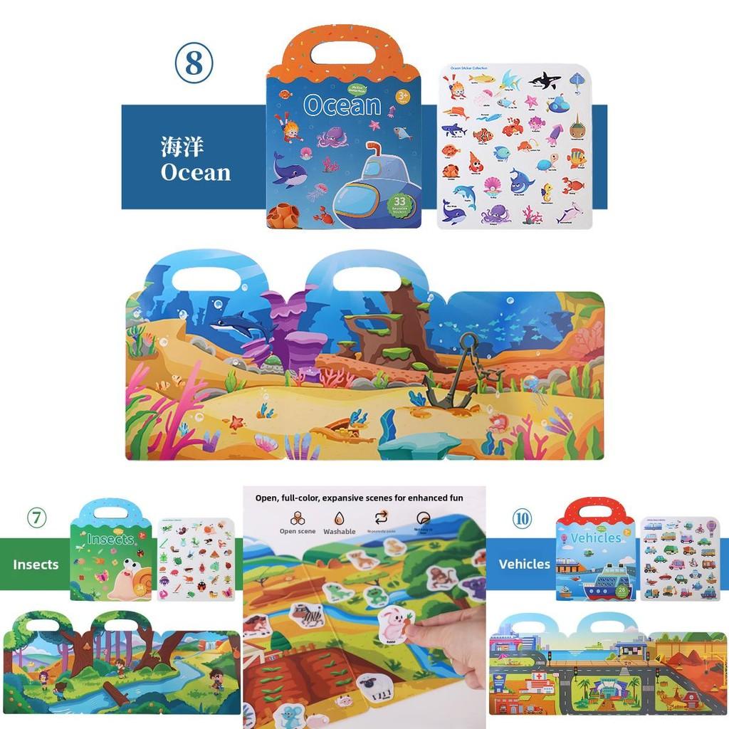 Childrens Sticker Book With Ocean And Dinosaur Scenes For Early Education And Focus Development