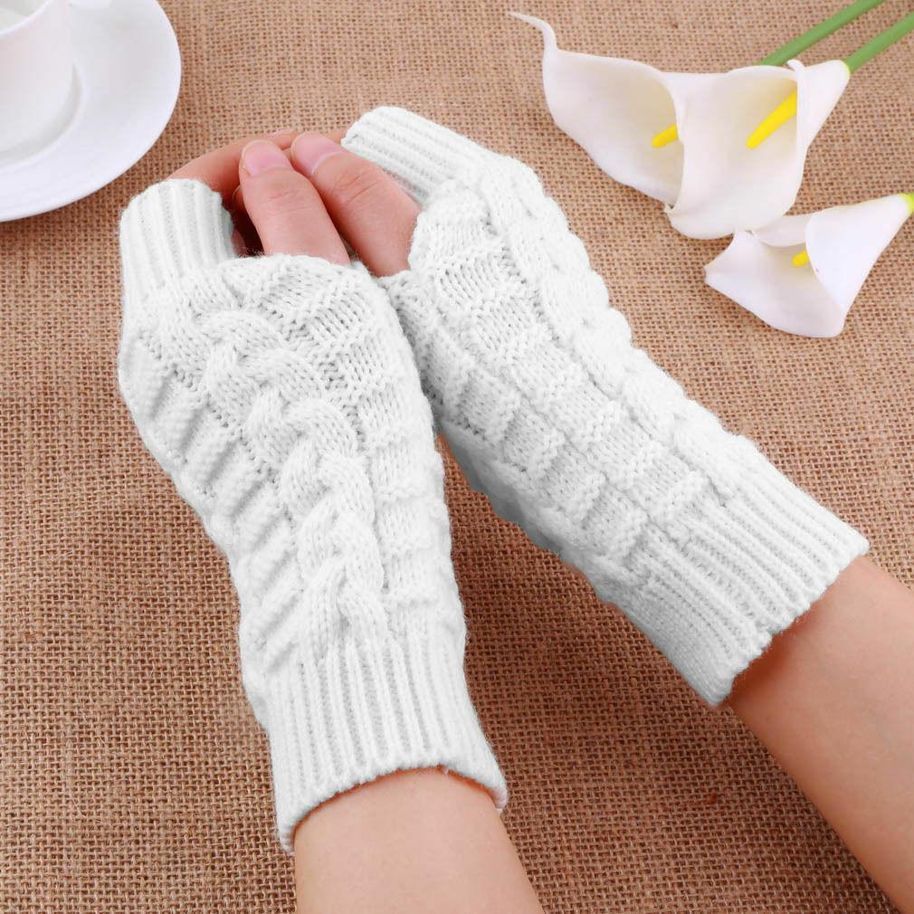 Winter Half Finger Gloves Winter Soft Warm Wool Knitted Arm Short Gloves Soft Warm Mittens Work Gloves Hand Guards