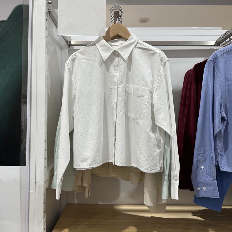 Spring 2026 Women's Oxford Boxy Shirt / Long Sleeve Casual Jacket 484928