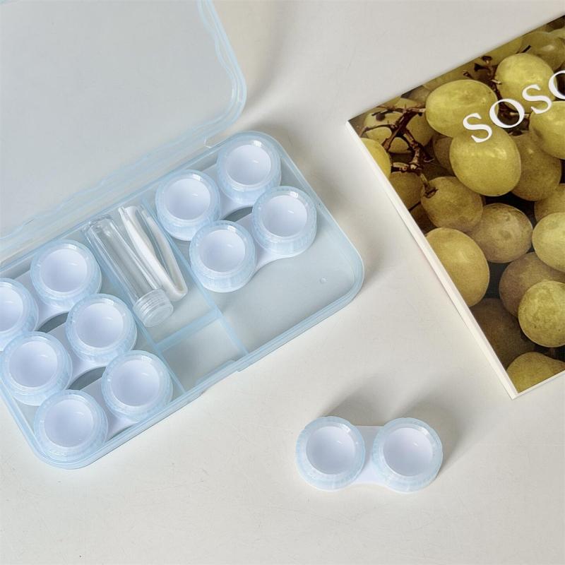 Transparent Fresh Portable Contact Lens Case Color Retro Morandi Companion Box Six Pairs Nursing Contact Lens Storage Box