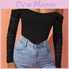 Fishbone Sheer Mesh Crop Top With One Shoulder Long Sleeves For Adult Women