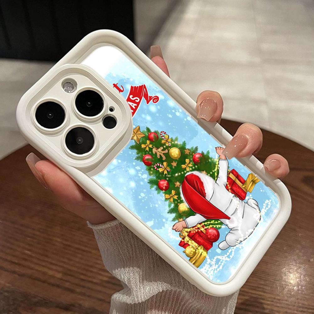 Ae108 Happy New Year Merry Christmas Phone Cases for iPhone 16 14 13 11 Pro Max 15 7 8 6s Plus 12 Mini XR XS Max SE Angel Eye Ladder Protective Cover