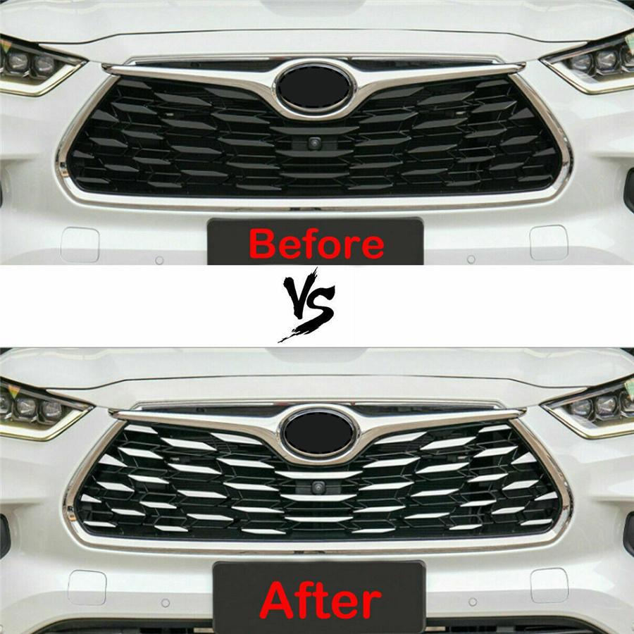 For Toyota Highlander 2020-2022 Chrome Stainless Front Bumper Grille Decal Trim