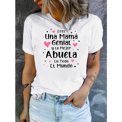 Rozmiar europejski Modny T-shirt z nadrukiem literowym w stylu europejskim i amerykańskim dla kobiet