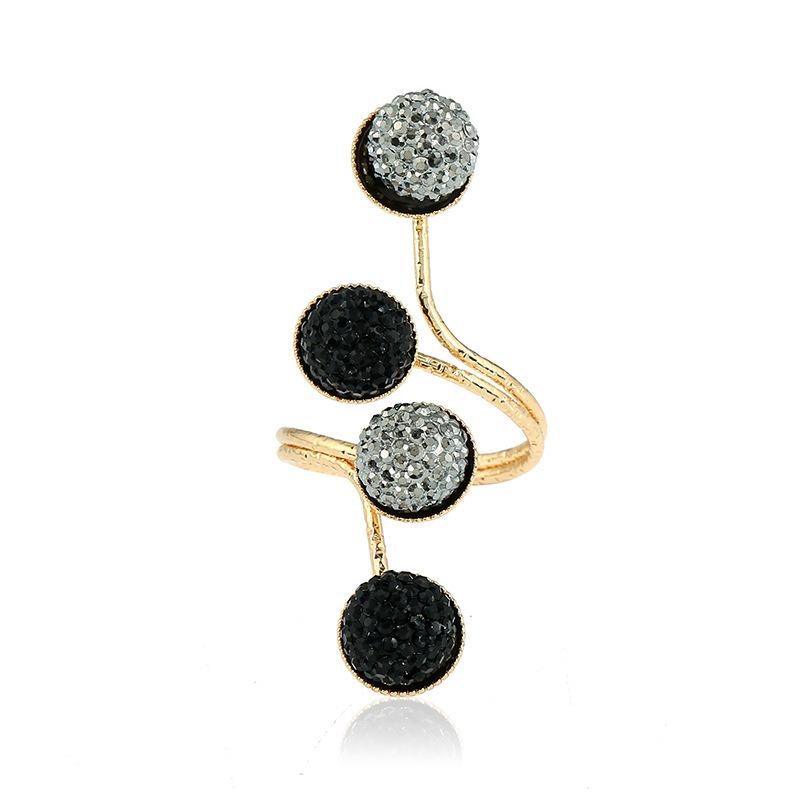 Korean Style Resin Diamond Alloy Bean Knuckle Ring - Retro Spring Design for Women