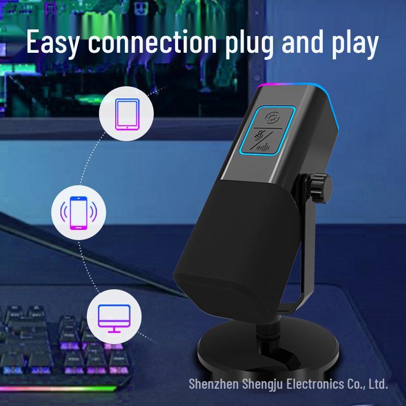 Dual Mode RGB Gaming Microphone – XLR/USB, Live Streaming & Recording, Dynamic Core