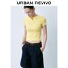 UR Women's Light Yellow Short Sleeve Knit Top