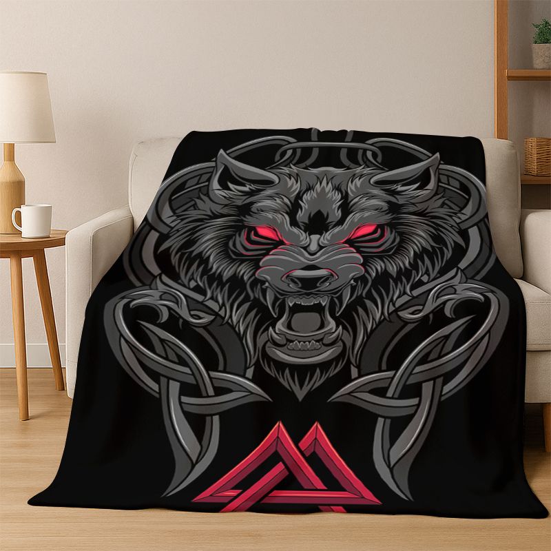 Viking WarriorSymbol Valknut Nordic Valhalla Flannel Blanket Soft Warm Throw Blanket for Bedroom Living Room Bed Travel Camping