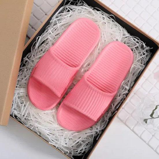 Women's Slippers Summer Indoor Bathroom Slippers Anti-Slip Home Slippers Couples Solid Color Large Size Flat Slippers