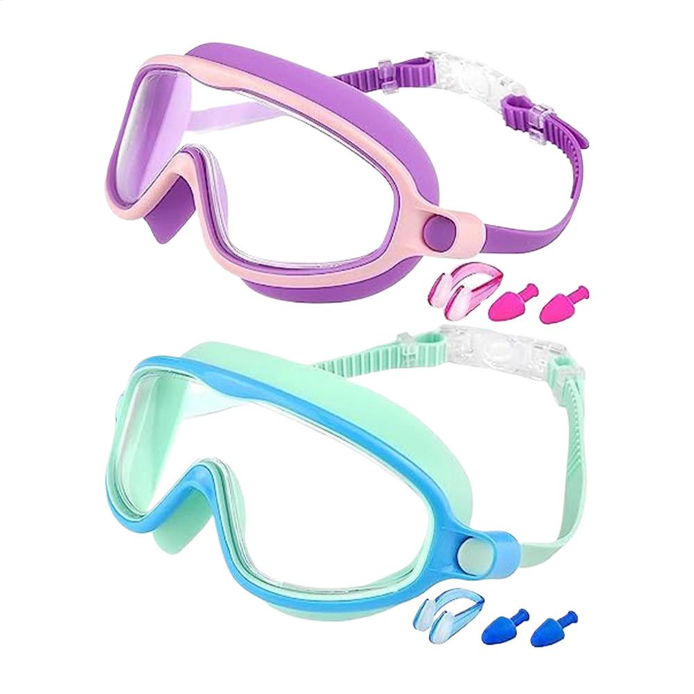 Kids Swimming Goggles for Boys & Girls (3-14 Years) - Big Frame HD View, Anti-Fog, No-Leak, Comfortable Silicone Swim Goggles