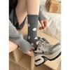 Chaussettes épaisses à pois en laine d'automne et d'hiver, chaussettes chaudes rétro à gros pois, chaussettes mi-mollet pour femmes