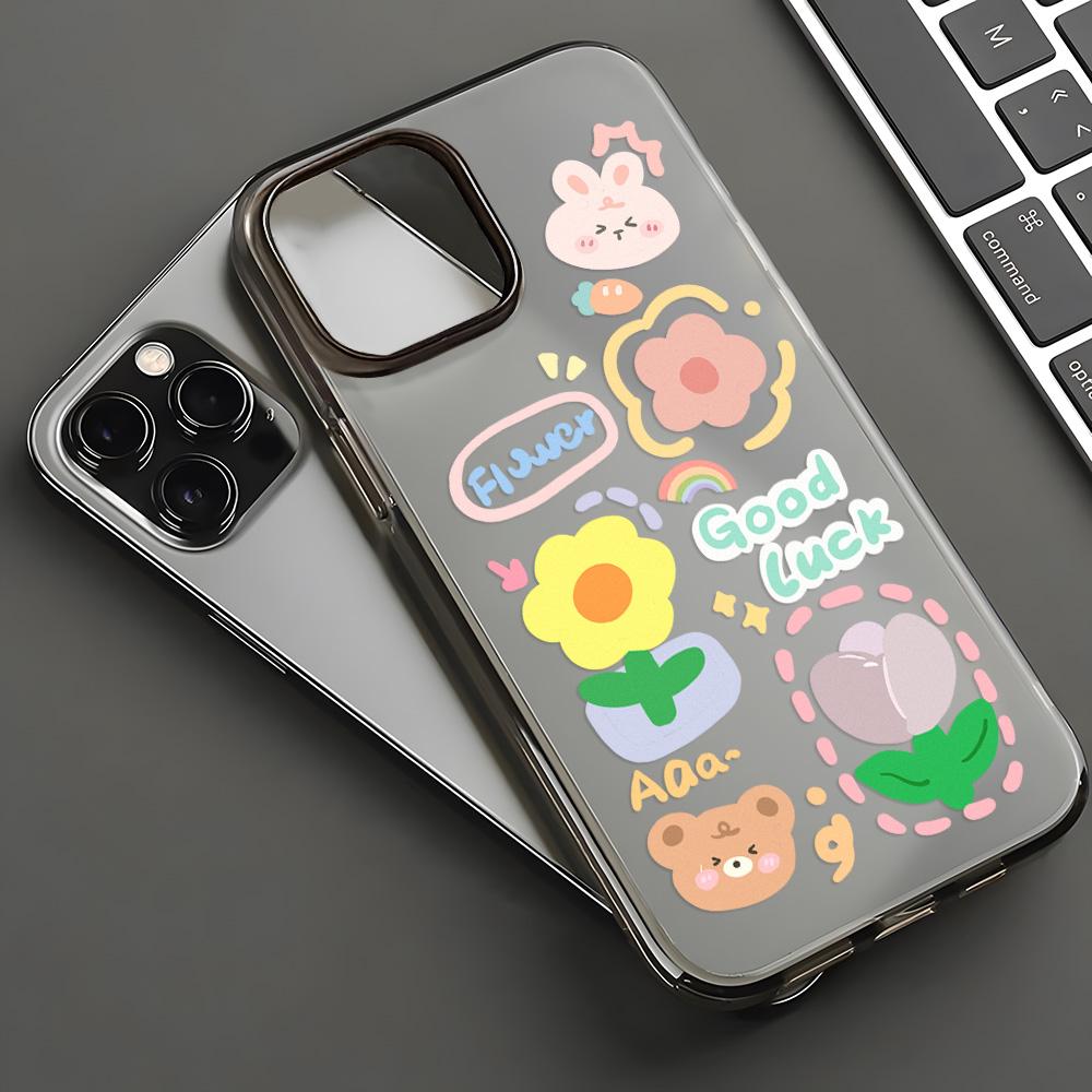 Mobile Phone Cases for iPhone 11 13 15 Pro Max 12 14 Pro Max Case iPhone 16 15 Plus 13 Pro 12 Mini 13 Mini Frosted Texture Painted Cartoon Flowers