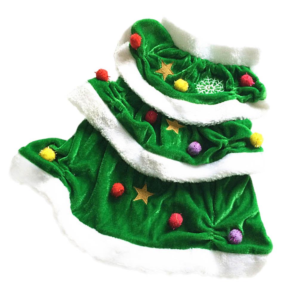 Christmas Tree Shaped Dog Costume Comfortable Warm Pet Clothes for Festival Party S Green Christmas Tree Shape Dog Dress M