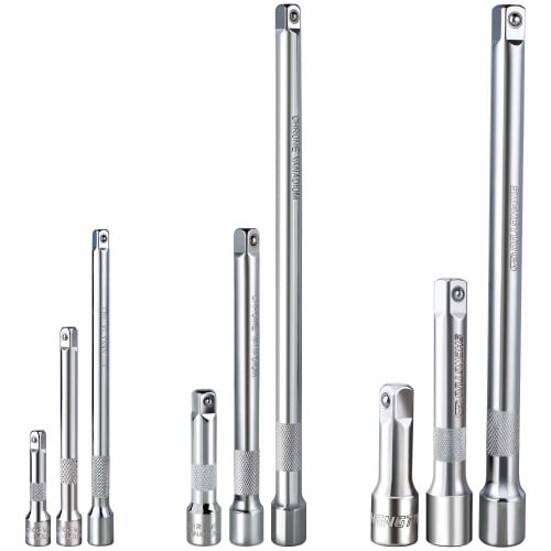 Extension Socket Bar Set, Socket Adapter for U-Joints, 1/4", 3/8", and 1/2" Drive