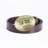 Gold and Silver Ethnic E Character Leather Belt: European & American Style, Two-Layer Cowhide Waistband