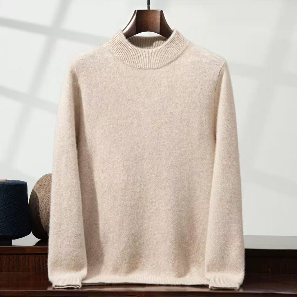 New thickened cashmere sweater semi-turtleneck sweater with cashmere bottoming knitted sweater