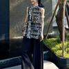 Women Chinese Style Sleeveless Vest Wide Leg Pants Two Piece Set