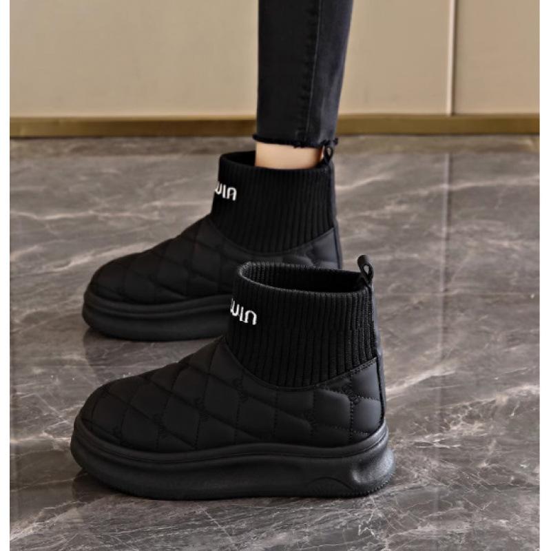 Fleece two cotton sneakers women's shoes winter 2 winter new thick-soled dad shoes thickened and warm