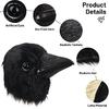 PartyHop Black Crow Mask Raven Head Latex Realistic Animal Full Head Mask for Halloween Costume Party Carnival Cosplay