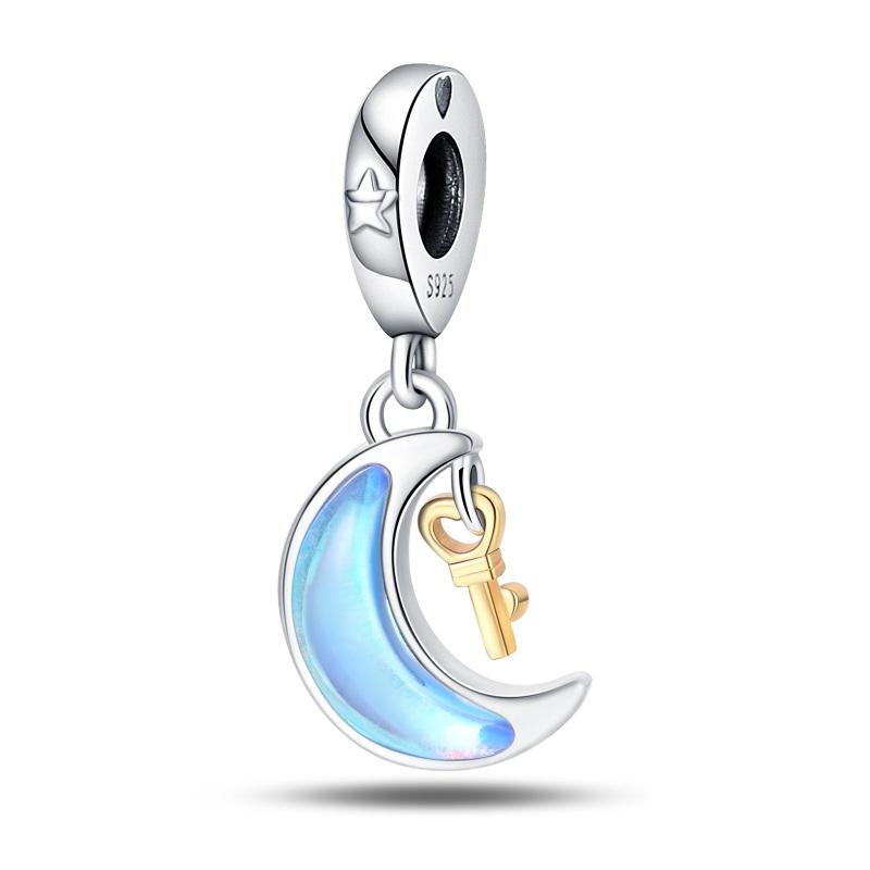 Copper Cross Saint Devil'S Eye Charms Bead Gold Plated Moon Pendant For Original Bracelet Women Jewelry Accessories