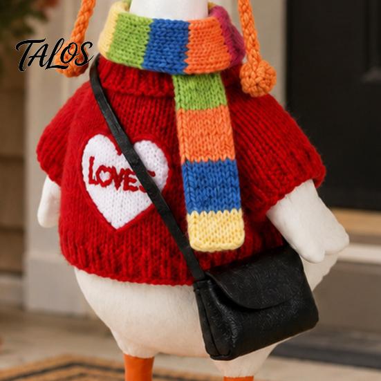 Seasonal Goose Accessories 7 Inch Desk Outfits, 4 Pcs Knitted Sweater Hat Scarf Office Ornament Crossbody Bag Winter Holiday Accessory for Office,