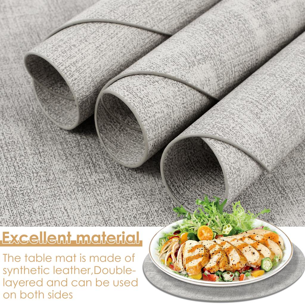 6Pcs Round Placemats Reversible Table Mats Heat Resistant Place Mats Waterproof Table Place Mats for Indoor and Outdoor Use