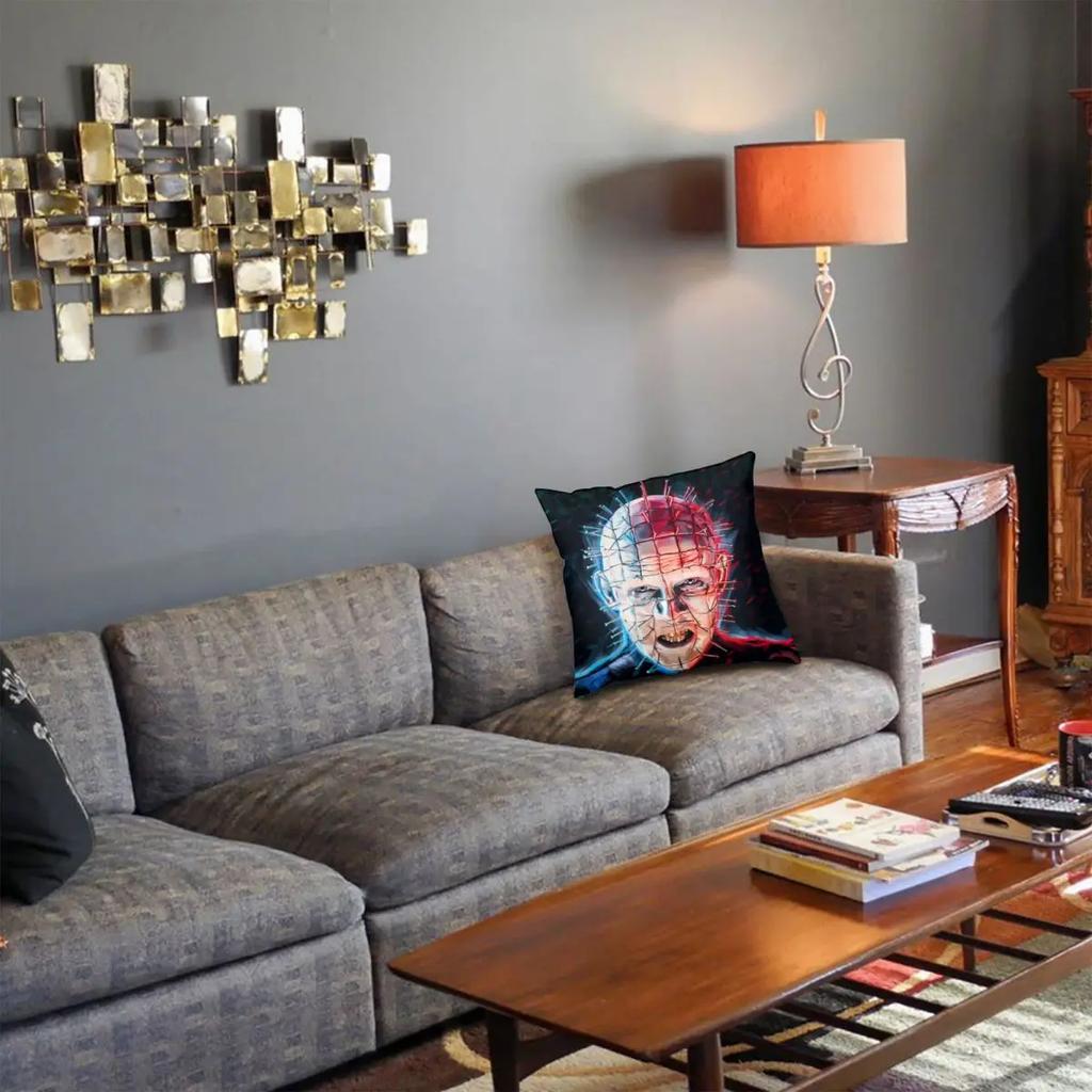 Pinhead Hellraiser Hellbound Pillowcase Printing Fabric Cushion Cover Halloween Horror Movie Throw Pillow Case Cover 45X45cm