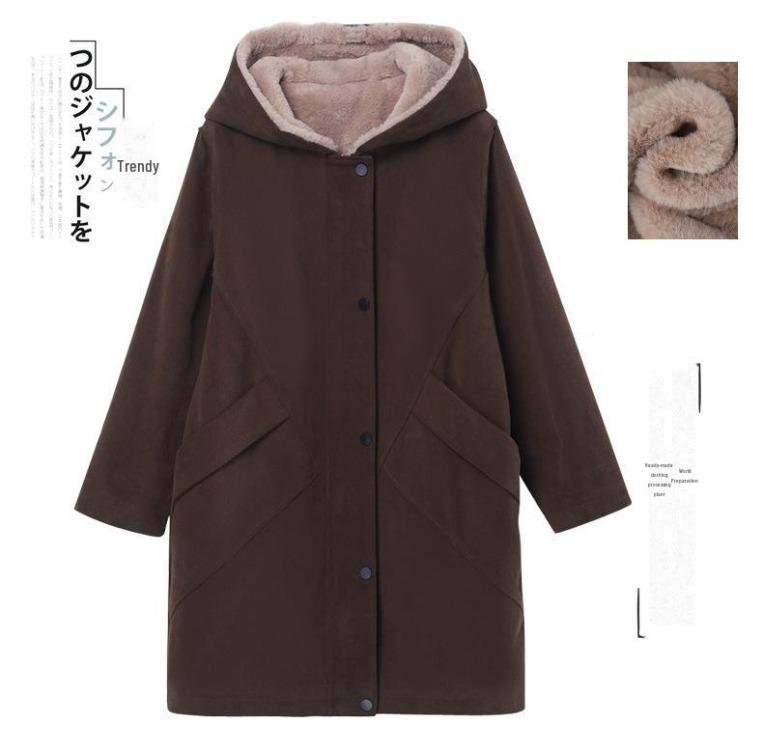 2024 Women Autumn Winter Thickened Cotton Padded Parker Jacket Mid Length Coat for Middle Aged