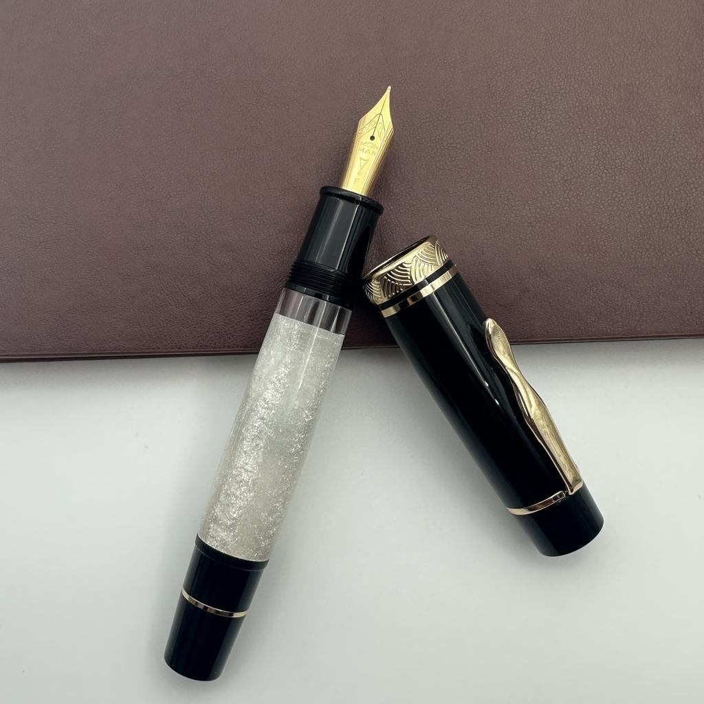 MAJOHN P139 Large Piston Fountain Pen No.6/8 EF/F/M Nib  Hard Rubber Tongue All-copper Piston Writing Pen Limited Black Rock!