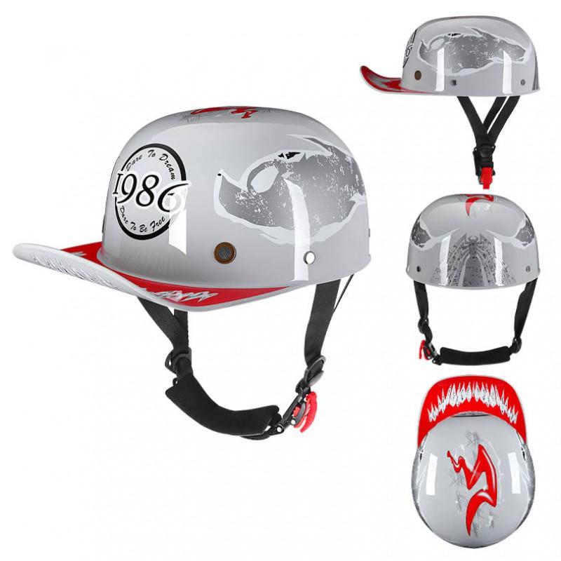 Vintage Gangster Style Snapback Cap Motorcycle Helmet Men Women ABS Material All-Season Riding Head Protection
