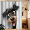 Cortina de Ducha con Cara de Perro Divertida Impresión 3D con 12 Ganchos 70.87X70.87 Pulgadas Decoración de Baño Tema Mascotas Accesorio para el Hogar
