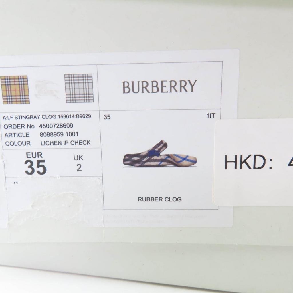 Pristine BURBERRY Sandals Check Pattern Flat Rubber with Logo Charm gray 35 Used