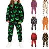 Kids' Hooded Sweatshirt Set with Halloween Print Pullover Top and Matching Pants for Boys Girls