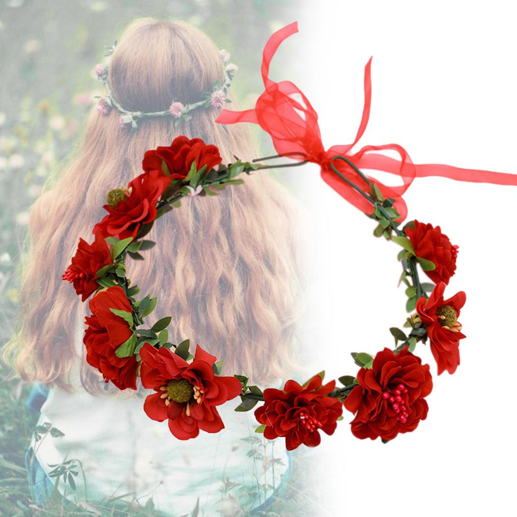 Bride Flower Crown For Wedding Floral Garlands Crown Hair Wreath Bright Color Flower Headbands Women Bride Headwear