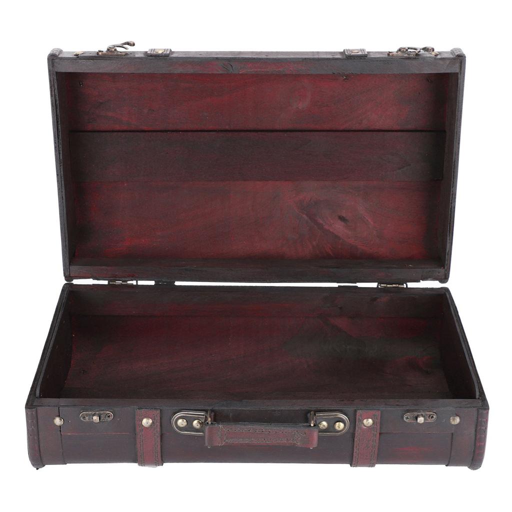 Portable Antique Suitcase Wooden Case Photography Props Craft Decoration Box Ornament