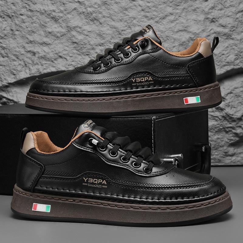 Men's spring new versatile sports youth leather casual non-slip board shoes