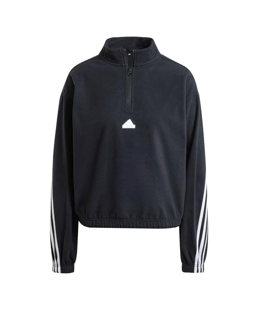 Adidas Future Icon Polar Fleece Zip Top JNV01 Black 3-Stripes 1/4 Women's (IV7511) J/M