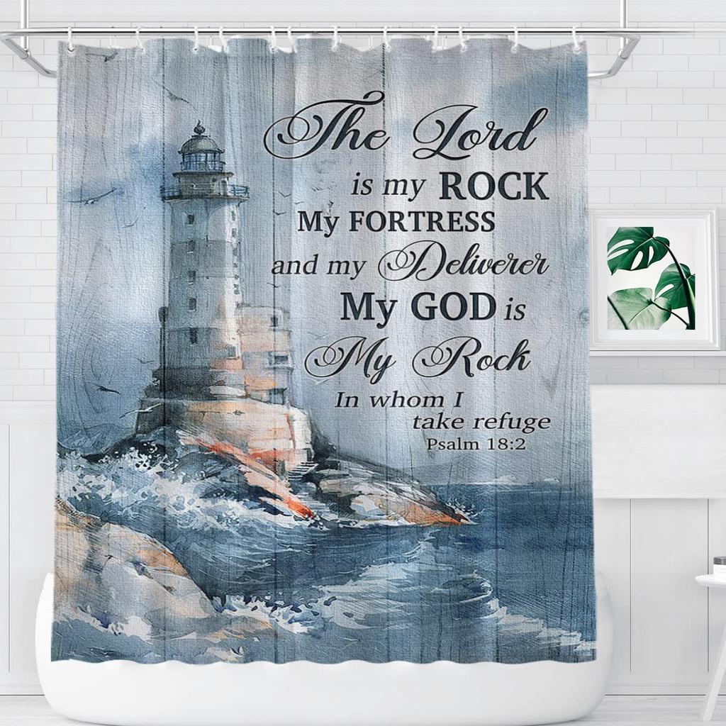 Lighthouse Shower Curtain Bathroom Decor Ocean Sunrise Nautical Seascape Shower Curtains Polyester Fabric Bath Curtain with Hook