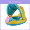Inflatable Pvc Children's Swim Ring Water Play Toy Baby Ride-on Sunshade Sunscreen Swim Ring For 3-6 Years Old Yellow Dinosaur