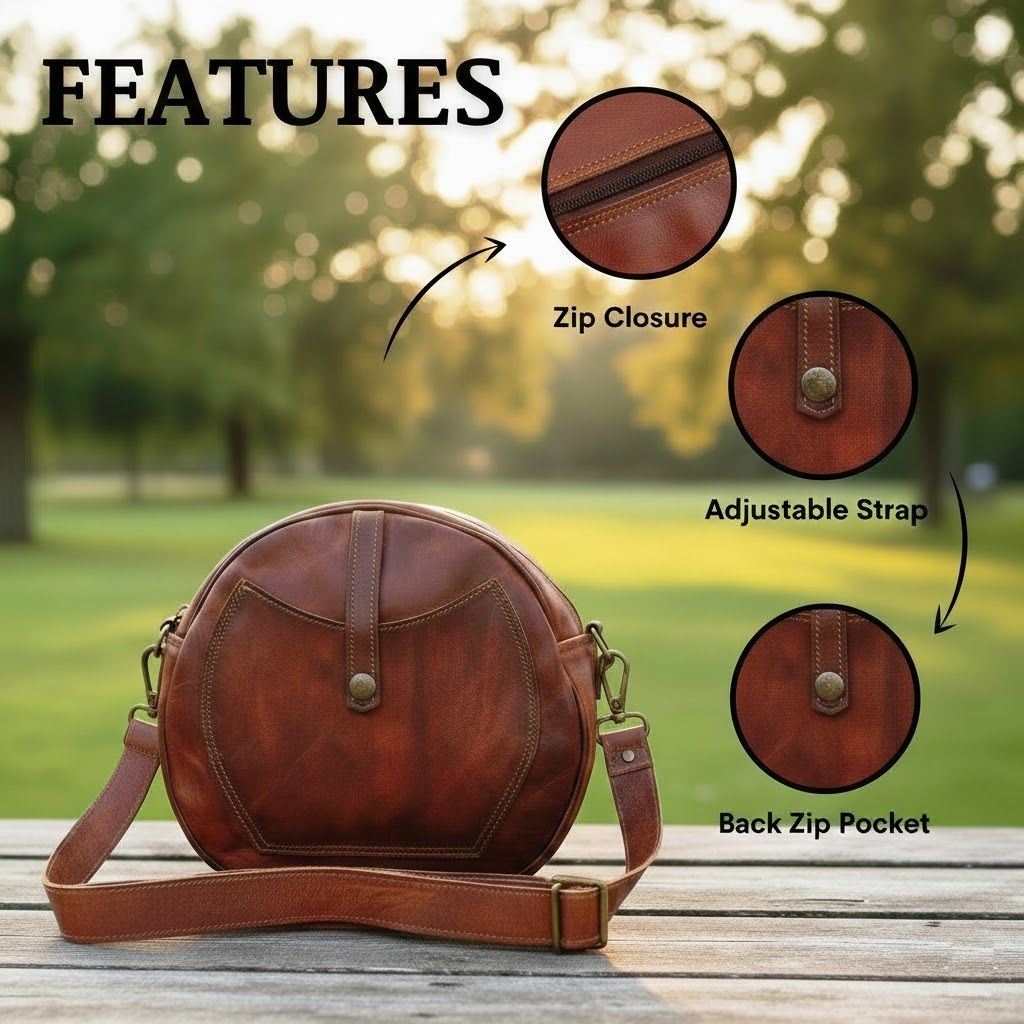 Dámska okrúhla taška cez rameno Pravá kožená crossbody kabelka Sling Hobo kabelka