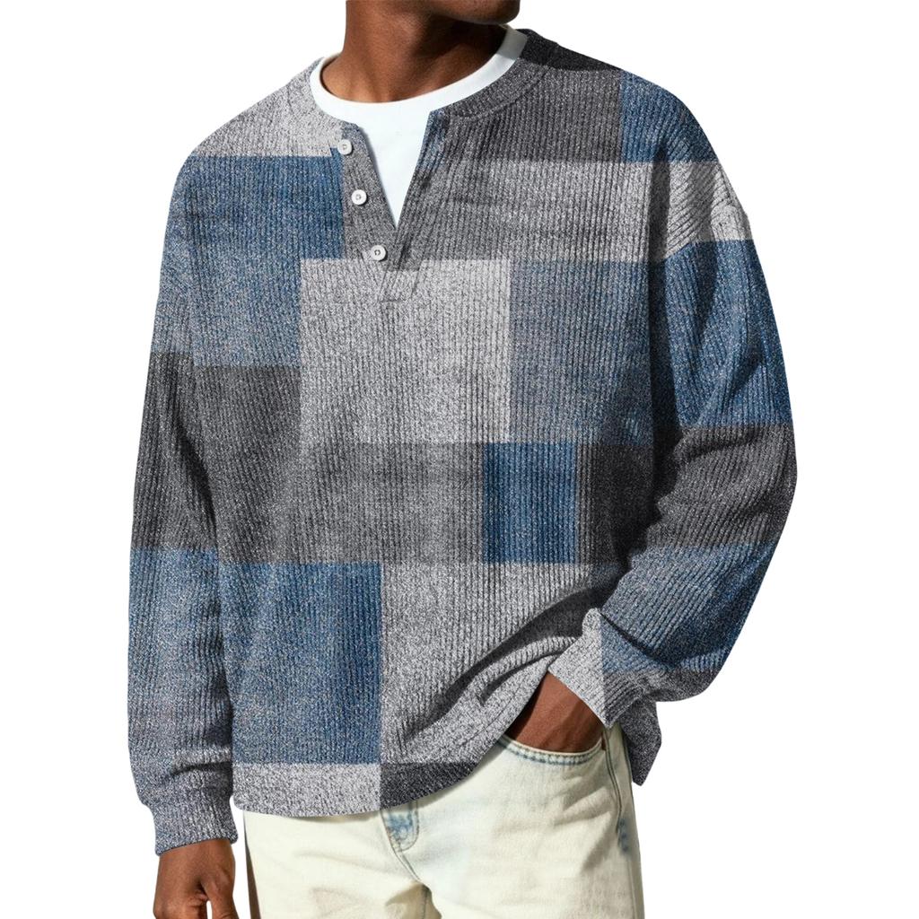 Herren Button-Down Kragen Langarm Rippstrick Pullover