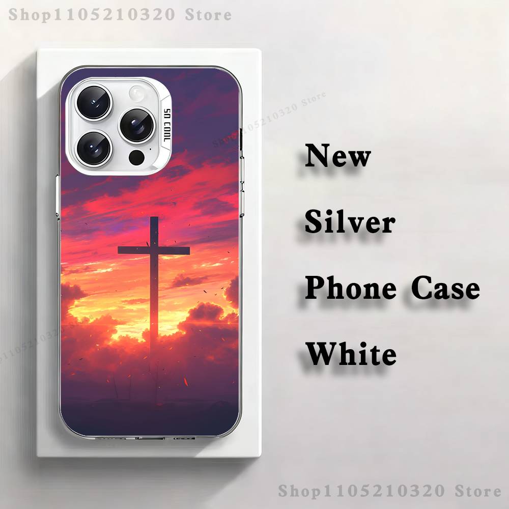 

Bible Christian Cross Phone Case For iPhone 17,16,15,14,13,12,11,Mini,Pro,E,MAX White Matte Silicone Whtie Cover iPhone13PRO