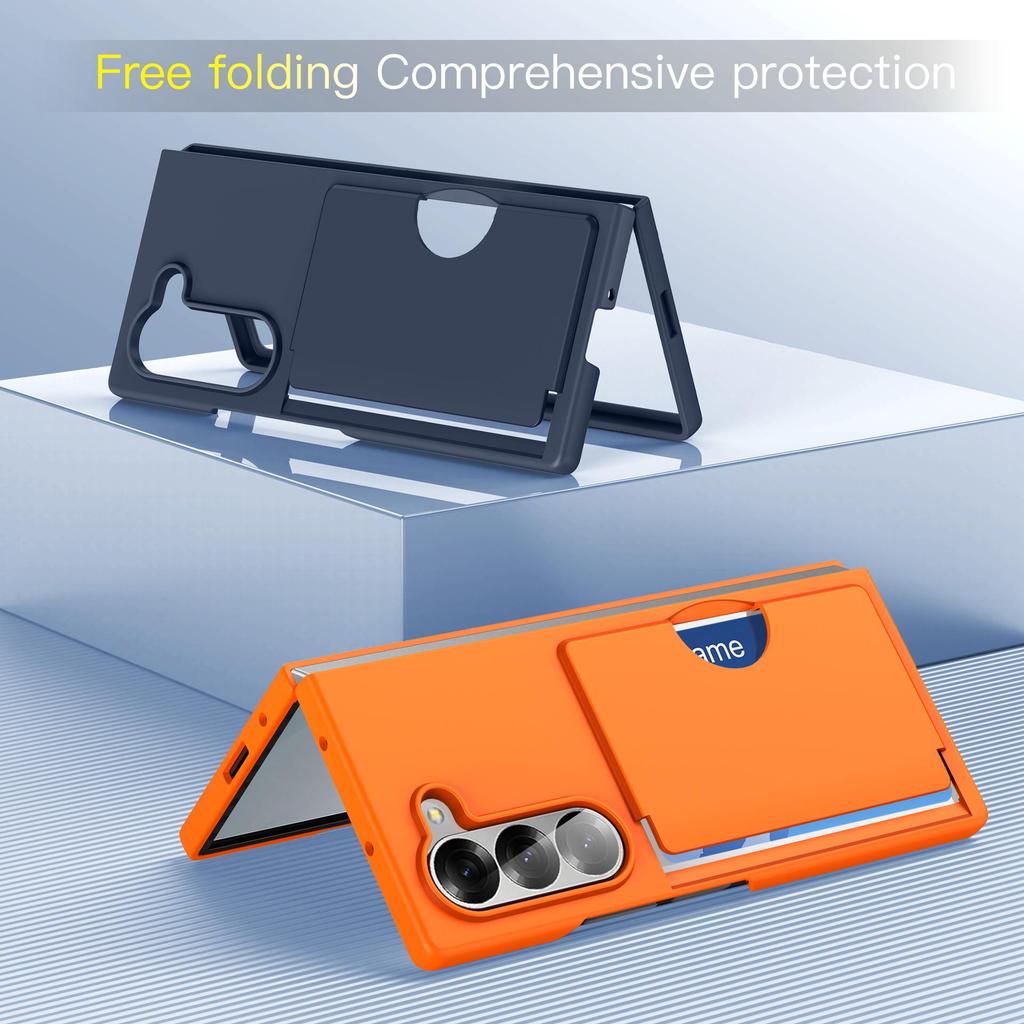 Samsung Z Fold7 Transparent Card Holder & Stand Case - Frosted Protective Design for Foldable Screen