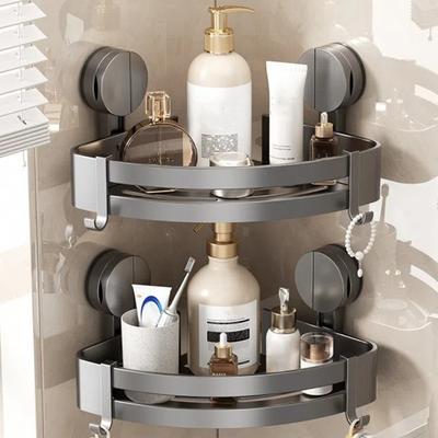 Aluminum Shower Suction Cup Shelf Wall-Mounted Storage Shelf Quality Drain Rack Bathroom