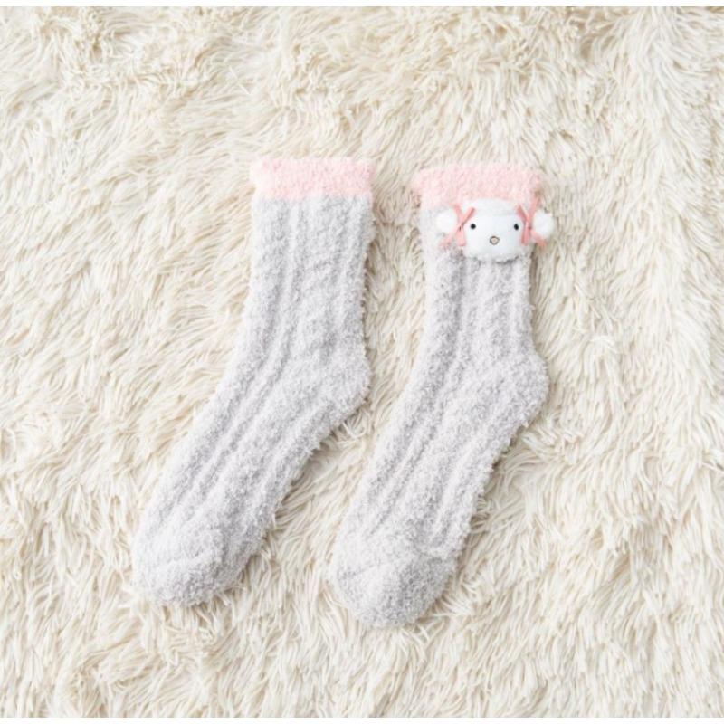 Autumn and Winter New Women's Medium Tube Cartoon Animal Three-dimensional Coral Fleece Socks Doll Women's Socks Floor Socks Home Sleep Socks Women