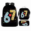 Cartoon Brainrot-Themed Backpack Crossbody Bag Pencil Case School Kids Ages 10-12