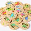 Wooden Dinosaur Memory Matching Game, Educational Animal Theme Matching Board Game With Wooden Round Board, Educational Toy Set For Kids Ages 3+