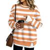 Damen Mode Lässig Gestreift Langarm Sweatshirt Zweiteilig Locker Sitzend Pullover Oberteil