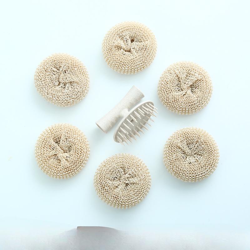 

Nanometer Steel Ball Cleaning Ball Household Dishwashing Brush Does Not Damage The Pot Brush with Handle Does Not Drop The Wire Long Handle Pot Brush 6 balls +1 short handle