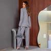 Women's High-End Solid Color Two-Piece Suit - Autumn 2024 European & American Style with Commuting Long Pants
